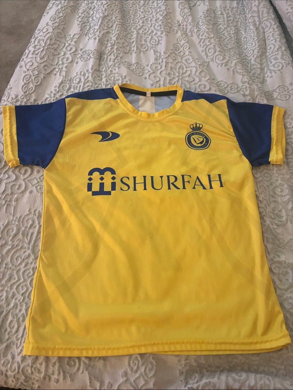 Al Nassar FC, Ronaldo #7 Yellow and Navy Soccer Jersey, boys (8-10 yrs) - Picture 2 of 5